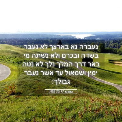 Picture 05 - במדבר 20:17 HEB - נעברה נא בארצך לא נעבר בשדה - Bible Verse Picture