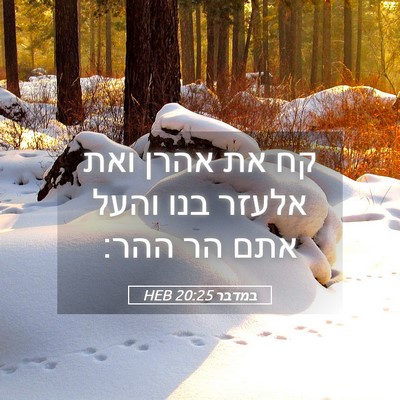 Picture 05 - במדבר 20:25 HEB - קח את אהרן ואת אלעזר בנו - Bible Verse Picture