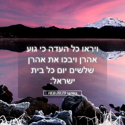Picture 05 - במדבר 20:29 HEB - ויראו כל העדה כי גוע אהרן - Bible Verse Picture
