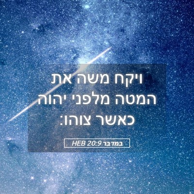 Picture 05 - במדבר 20:9 HEB - ויקח משה את המטה מלפני יהוה - Bible Verse Picture