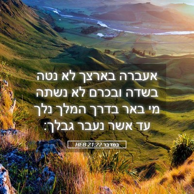 Picture 05 - במדבר 21:22 HEB - אעברה בארצך לא נטה בשדה - Bible Verse Picture