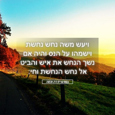 Picture 05 - במדבר 21:9 HEB - ויעש משה נחש נחשת וישמהו על - Bible Verse Picture