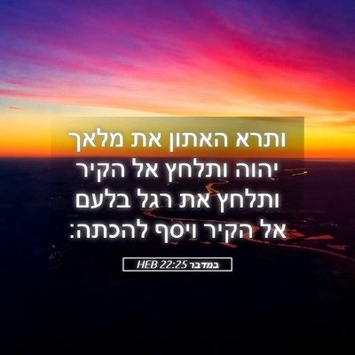 Picture 05 - במדבר 22:25 HEB - ותרא האתון את מלאך יהוה - Bible Verse Picture