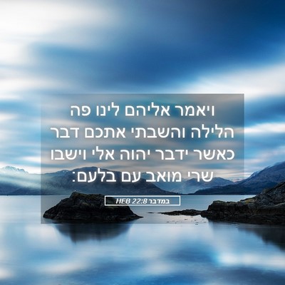 Picture 05 - במדבר 22:8 HEB - ויאמר אליהם לינו פה הלילה - Bible Verse Picture