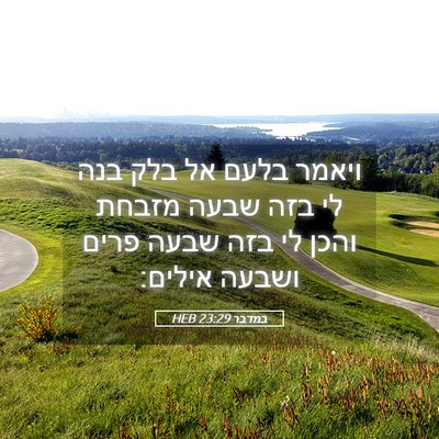 Picture 05 - במדבר 23:29 HEB - ויאמר בלעם אל בלק בנה לי - Bible Verse Picture