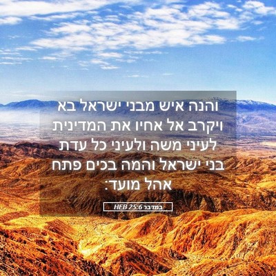 Picture 05 - במדבר 25:6 HEB - והנה איש מבני ישראל בא - Bible Verse Picture