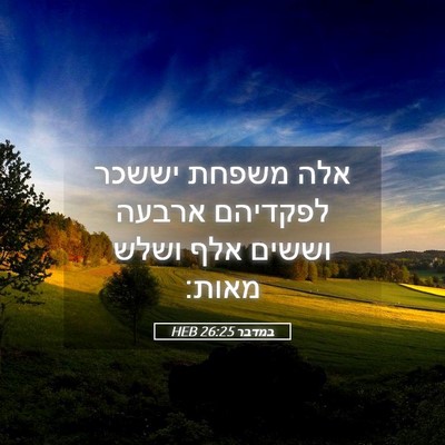 Picture 05 - במדבר 26:25 HEB - אלה משפחת יששכר לפקדיהם - Bible Verse Picture