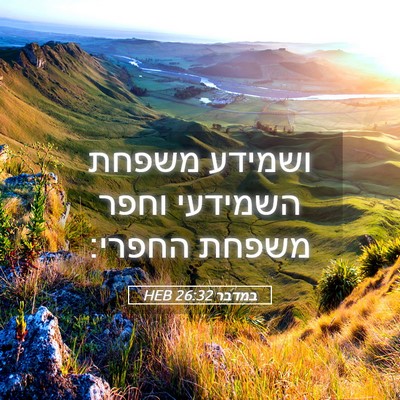 Picture 05 - במדבר 26:32 HEB - ושמידע משפחת השמידעי וחפר - Bible Verse Picture
