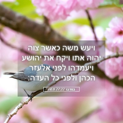 Picture 05 - במדבר 27:22 HEB - ויעש משה כאשר צוה יהוה אתו - Bible Verse Picture
