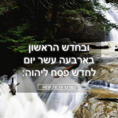Picture 05 - במדבר 28:16 HEB - ובחדש הראשון בארבעה עשר - Bible Verse Picture