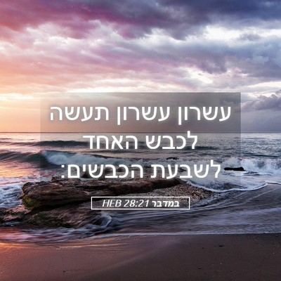 Picture 05 - במדבר 28:21 HEB - עשרון עשרון תעשה לכבש האחד - Bible Verse Picture