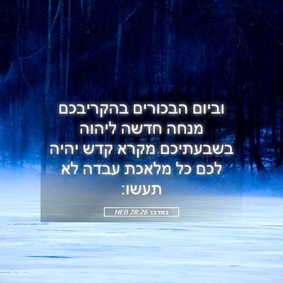 Picture 05 - במדבר 28:26 HEB - וביום הבכורים בהקריבכם - Bible Verse Picture