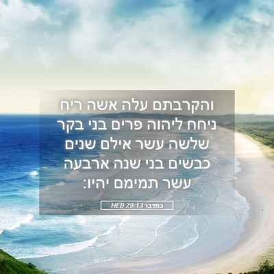 Picture 05 - במדבר 29:13 HEB - והקרבתם עלה אשה ריח ניחח - Bible Verse Picture