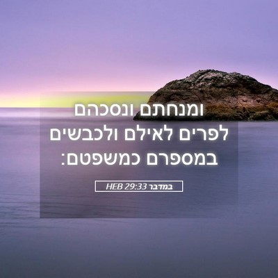 Picture 05 - במדבר 29:33 HEB - ומנחתם ונסכהם לפרים לאילם - Bible Verse Picture