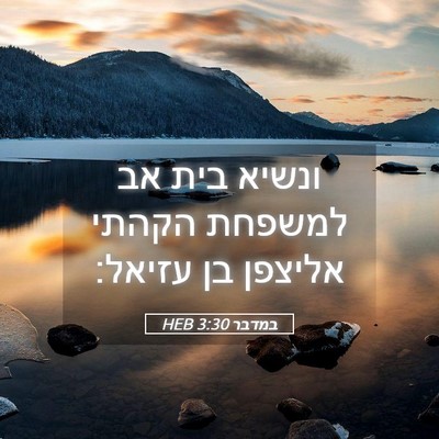 Picture 05 - במדבר 3:30 HEB - ונשיא בית אב למשפחת הקהתי - Bible Verse Picture