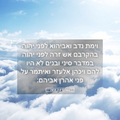 Picture 05 - במדבר 3:4 HEB - וימת נדב ואביהוא לפני יהוה - Bible Verse Picture