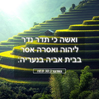 Picture 05 - במדבר 30:3 HEB - ואשה כי תדר נדר ליהוה ואסרה - Bible Verse Picture