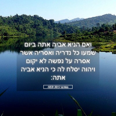 Picture 05 - במדבר 30:5 HEB - ואם הניא אביה אתה ביום שמעו - Bible Verse Picture
