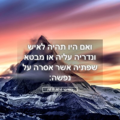 Picture 05 - במדבר 30:6 HEB - ואם היו תהיה לאיש ונדריה - Bible Verse Picture