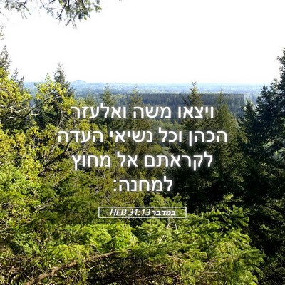 Picture 05 - במדבר 31:13 HEB - ויצאו משה ואלעזר הכהן וכל - Bible Verse Picture