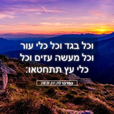 Picture 05 - במדבר 31:20 HEB - וכל בגד וכל כלי עור וכל - Bible Verse Picture