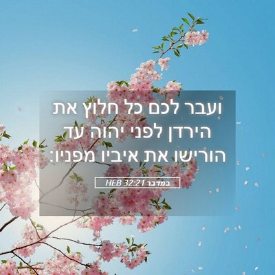 Picture 05 - במדבר 32:21 HEB - ועבר לכם כל חלוץ את הירדן - Bible Verse Picture