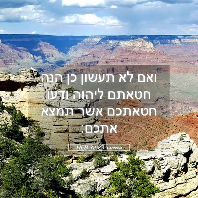 Picture 05 - במדבר 32:23 HEB - ואם לא תעשון כן הנה חטאתם - Bible Verse Picture