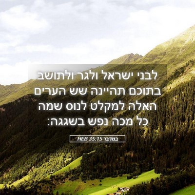 Picture 05 - במדבר 35:15 HEB - לבני ישראל ולגר ולתושב - Bible Verse Picture