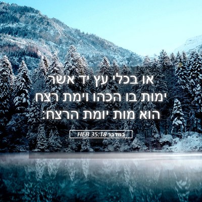 Picture 05 - במדבר 35:18 HEB - או בכלי עץ יד אשר ימות בו - Bible Verse Picture