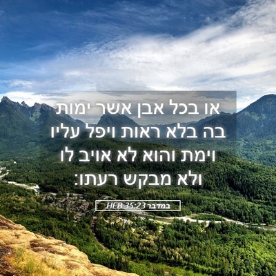 Picture 05 - במדבר 35:23 HEB - או בכל אבן אשר ימות בה בלא - Bible Verse Picture
