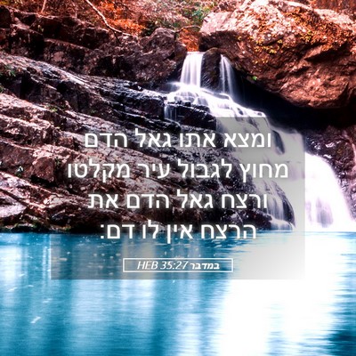 Picture 05 - במדבר 35:27 HEB - ומצא אתו גאל הדם מחוץ לגבול - Bible Verse Picture