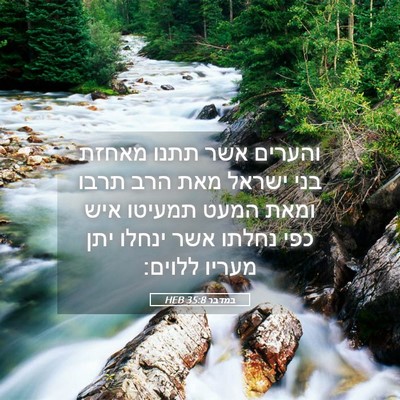Picture 05 - במדבר 35:8 HEB - והערים אשר תתנו מאחזת בני - Bible Verse Picture