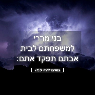 Picture 05 - במדבר 4:29 HEB - בני מררי למשפחתם לבית אבתם - Bible Verse Picture