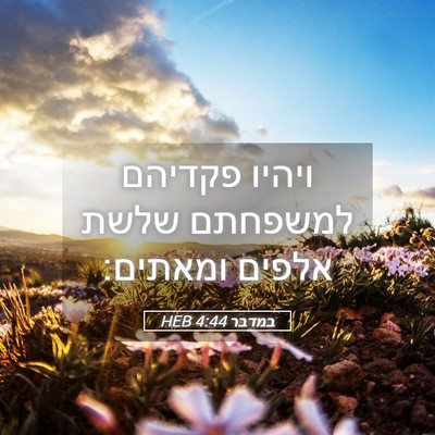 Picture 05 - במדבר 4:44 HEB - ויהיו פקדיהם למשפחתם שלשת - Bible Verse Picture