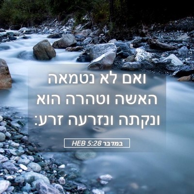 Picture 05 - במדבר 5:28 HEB - ואם לא נטמאה האשה וטהרה הוא - Bible Verse Picture