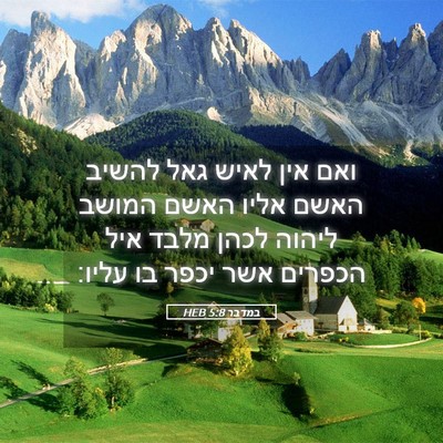 Picture 05 - במדבר 5:8 HEB - ואם אין לאיש גאל להשיב האשם - Bible Verse Picture