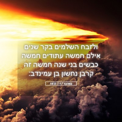 Picture 05 - במדבר 7:17 HEB - ולזבח השלמים בקר שנים אילם - Bible Verse Picture