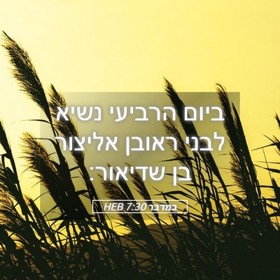 Picture 05 - במדבר 7:30 HEB - ביום הרביעי נשיא לבני - Bible Verse Picture
