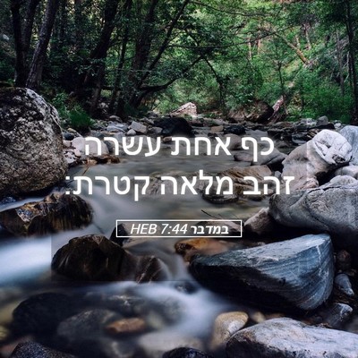 Picture 05 - במדבר 7:44 HEB - כף אחת עשרה זהב מלאה - Bible Verse Picture