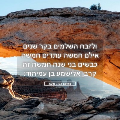 Picture 05 - במדבר 7:53 HEB - ולזבח השלמים בקר שנים אילם - Bible Verse Picture