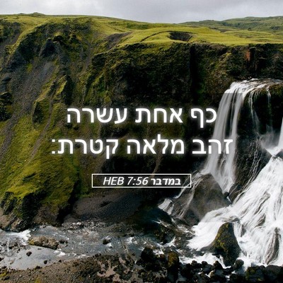 Picture 05 - במדבר 7:56 HEB - כף אחת עשרה זהב מלאה - Bible Verse Picture