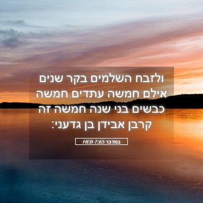 Picture 05 - במדבר 7:65 HEB - ולזבח השלמים בקר שנים אילם - Bible Verse Picture