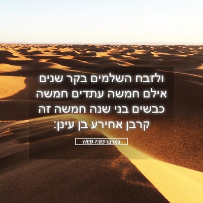 Picture 05 - במדבר 7:83 HEB - ולזבח השלמים בקר שנים אילם - Bible Verse Picture