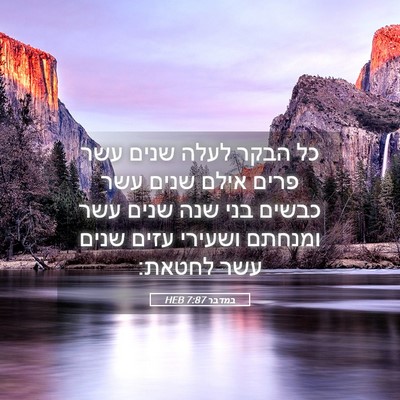 Picture 05 - במדבר 7:87 HEB - כל הבקר לעלה שנים עשר פרים - Bible Verse Picture