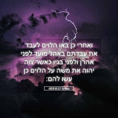 Picture 05 - במדבר 8:22 HEB - ואחרי כן באו הלוים לעבד את - Bible Verse Picture