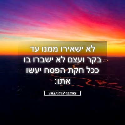 Picture 05 - במדבר 9:12 HEB - לא ישאירו ממנו עד בקר ועצם - Bible Verse Picture