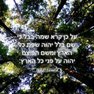Picture 05 - בראשית 11:9 HEB - על כן קרא שמה בבל כי שם בלל - Bible Verse Picture