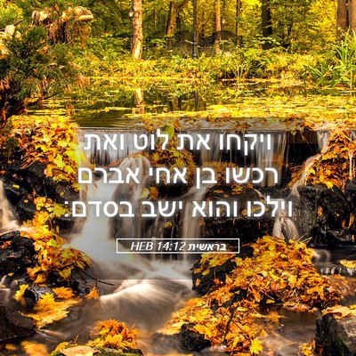 Picture 05 - בראשית 14:12 HEB - ויקחו את לוט ואת רכשו בן - Bible Verse Picture
