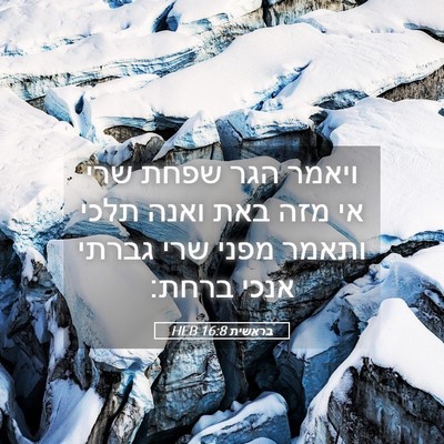 Picture 05 - בראשית 16:8 HEB - ויאמר הגר שפחת שרי אי מזה - Bible Verse Picture