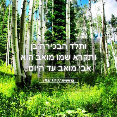 Picture 05 - בראשית 19:37 HEB - ותלד הבכירה בן ותקרא שמו - Bible Verse Picture